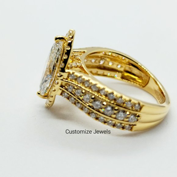 IGI 2.20CT Marquise Halo Lab Created Diamond Ring In 14k Gold,H-VS1 - Picture 6 of 9